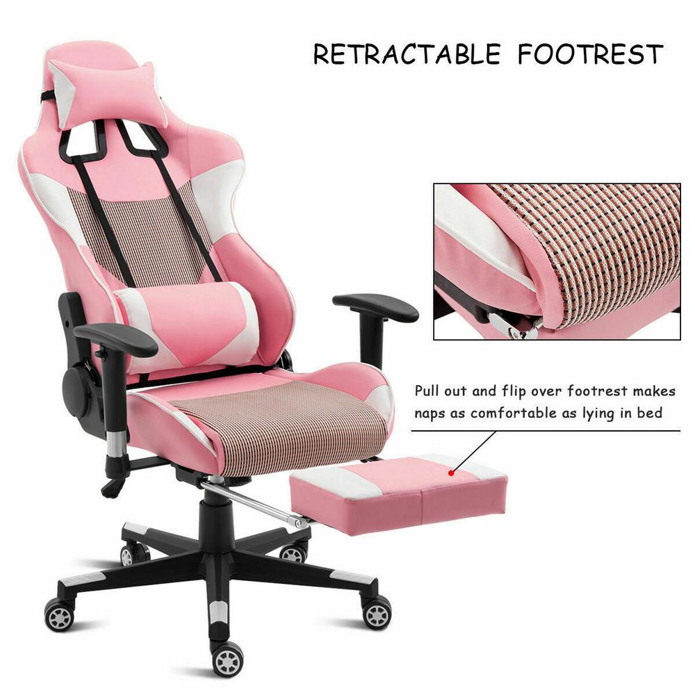 Costway Pink Gaming Chair High Back Racing Office Chair