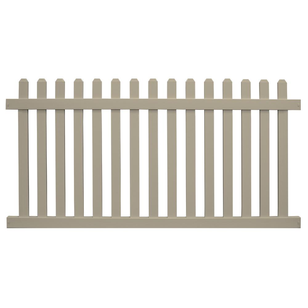 Weatherables Chelsea 4 Ft H X 8 Ft W Khaki Vinyl Picket Fence Panel Kit Pkpi 3 4x8 The Home Depot