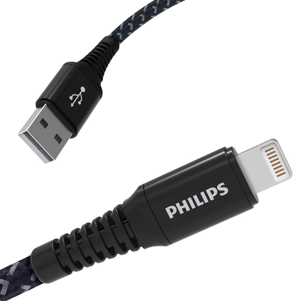 Philips 6 ft. Durable Braided Standard USB to Lightning Charging Cable