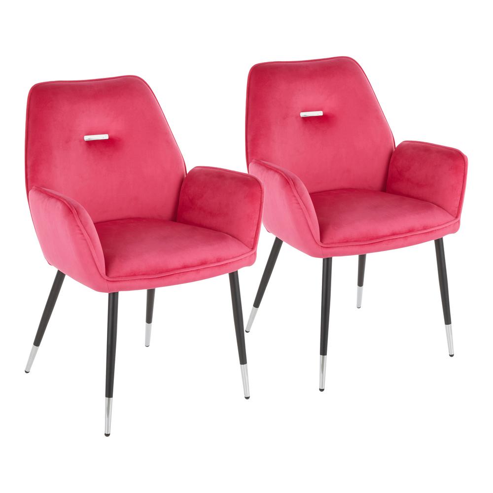 Lumisource Wendy Glam Hot Pink Velvet with Chrome Accents Dining Chair
