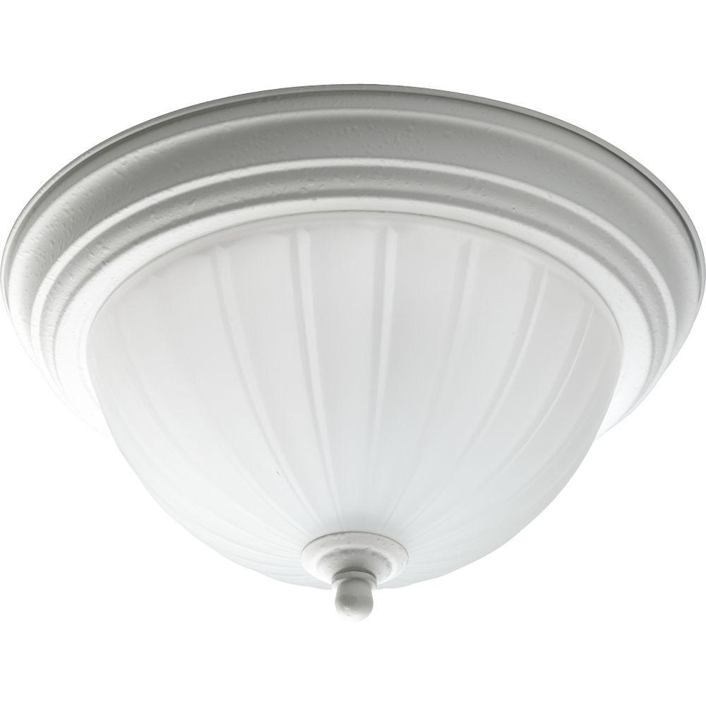 Progress Lighting 1 Light White Flushmount With Etched Ribbed Gl Progress Lighting 1 Light White Flushmount With Etched Ribbed Gl