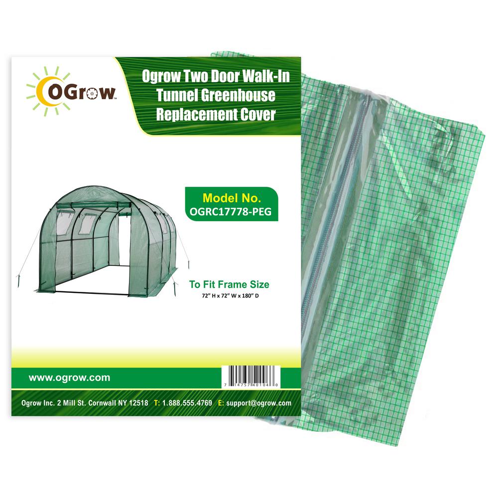Ogrow 2 Door WalkIn Tunnel Greenhouse Replacement Cover To Fit Frame