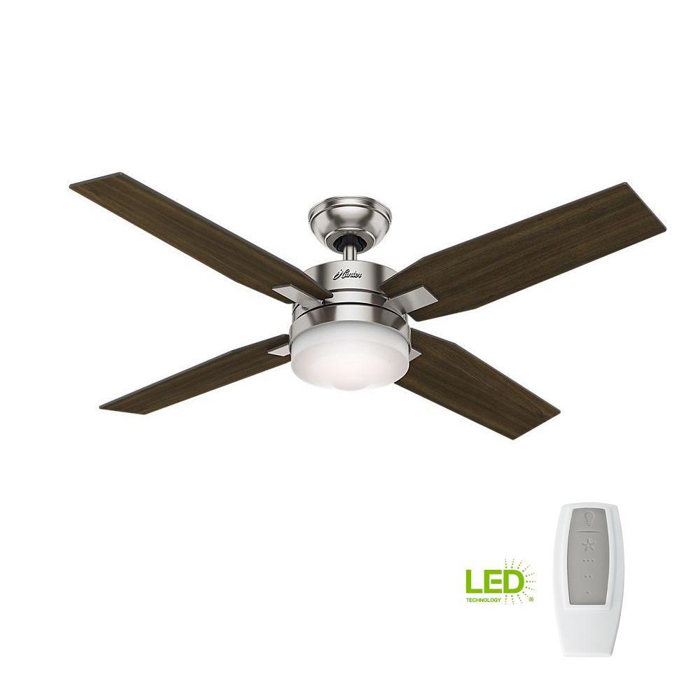 Details About Hunter Mercado 50 Inch Ceiling Fan Led Indoor Brushed Nickel Light Kit Remote