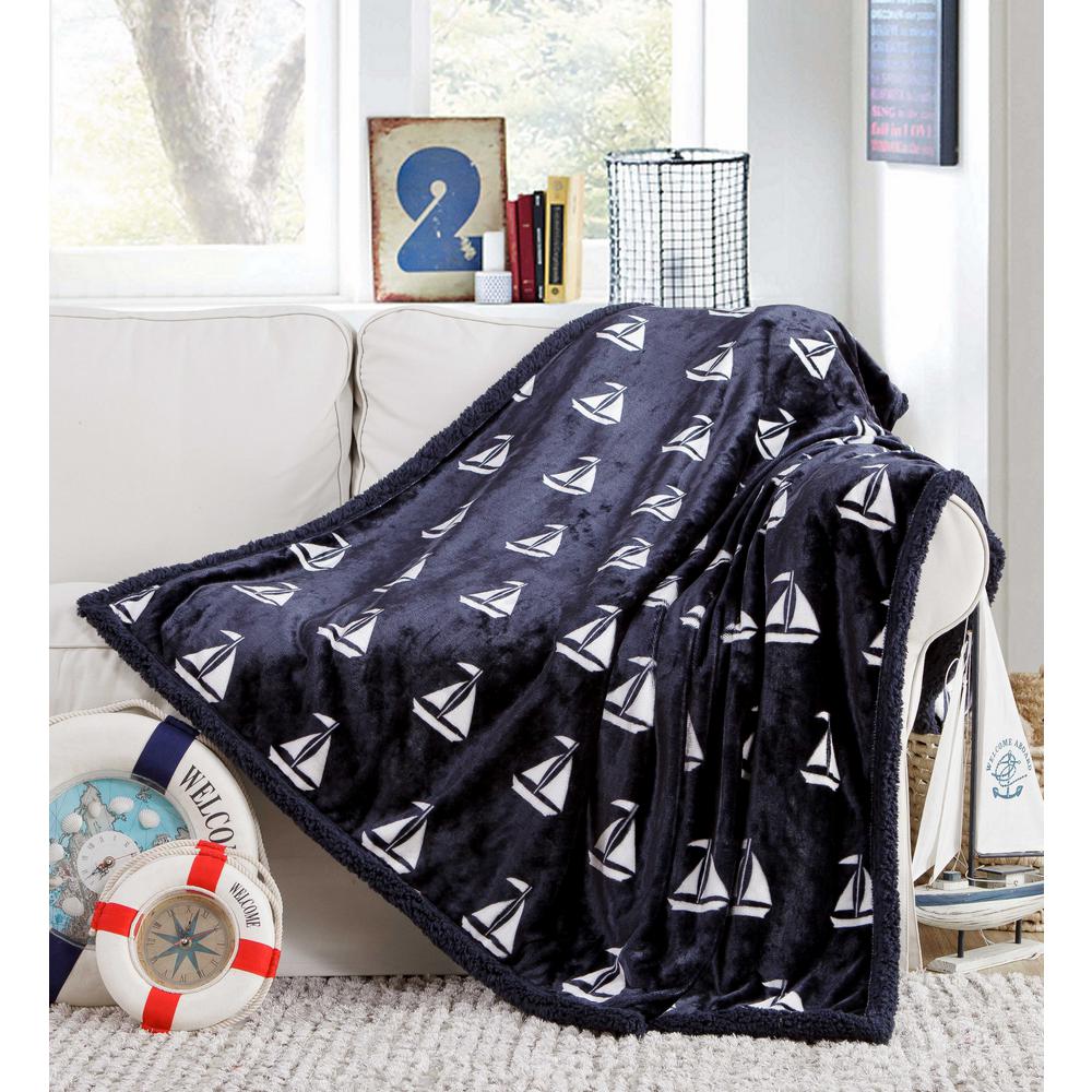 UPC 635133107953 product image for LALA + BASH Coleman Navy Throw Blanket, Blue | upcitemdb.com