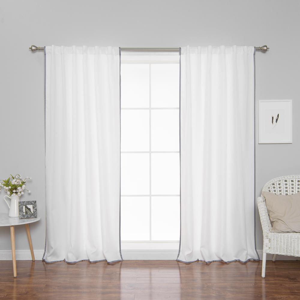 84 in. L Polyester Oxford Thin Dove Border Curtains in White (2Pack)INOX_04_BAK_SMBORDER84WH