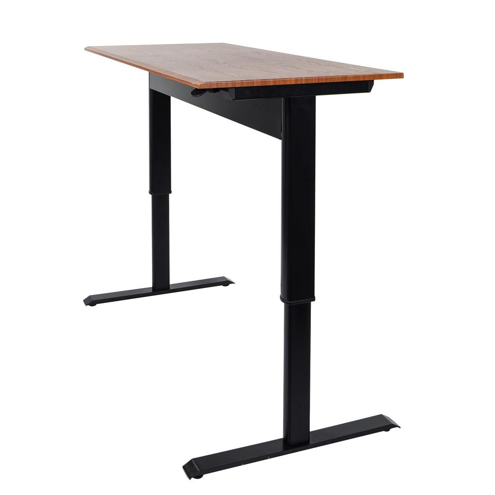 Luxor Pneumatic Adjustable 48 In H Standing Desk With A Teak