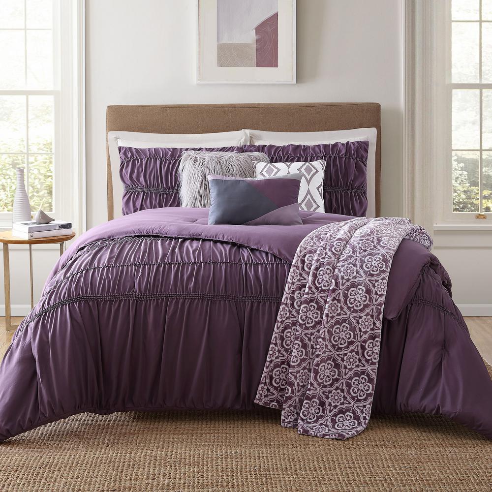 Lavish Home Amanda Purple 25-Piece King Comforter Set-66-00014-24pc-K ...