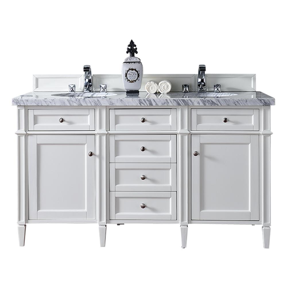 James Martin Vanities Brittany 60 In W Double Bath Vanity Cottage White With Marble Top Carrara Basin James Martin Vanities Brittany 60 In W Double Bath Vanity Cottage White With Marble Top Carrara Basin