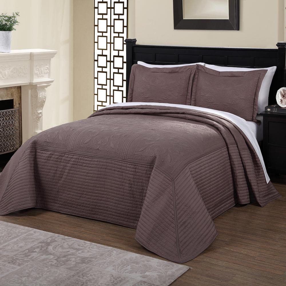 American Traditions French Tile Quilted Taupe King Bedspread-BQ7168TPKG-4400 - The Home Depot