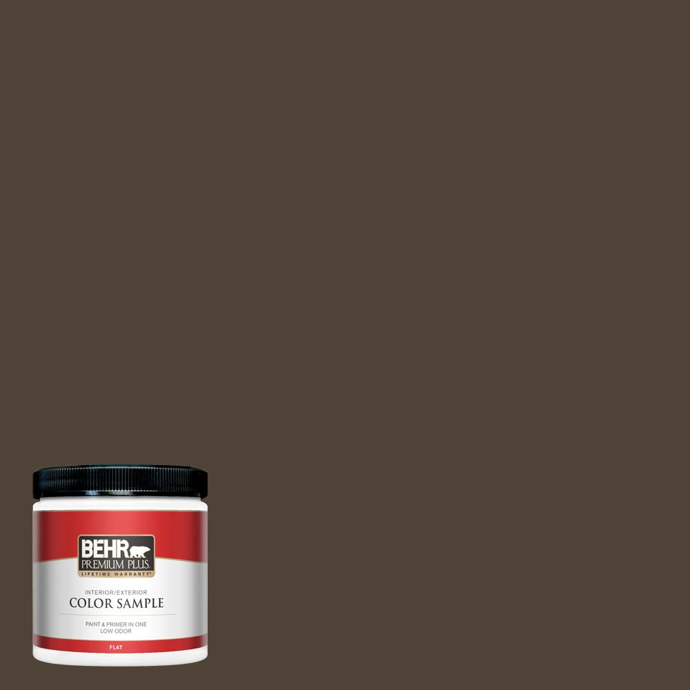 Behr Premium Plus 8 Oz 790b 7 Bitter Chocolate Flat Interior Exterior Paint And Primer In One Sample Pp10316 The Home Depot