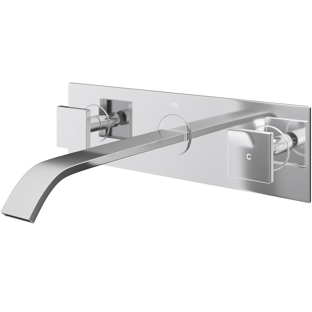 VIGO Titus Dual Lever 2-Handle Wall-Mount Bathroom Faucet ...