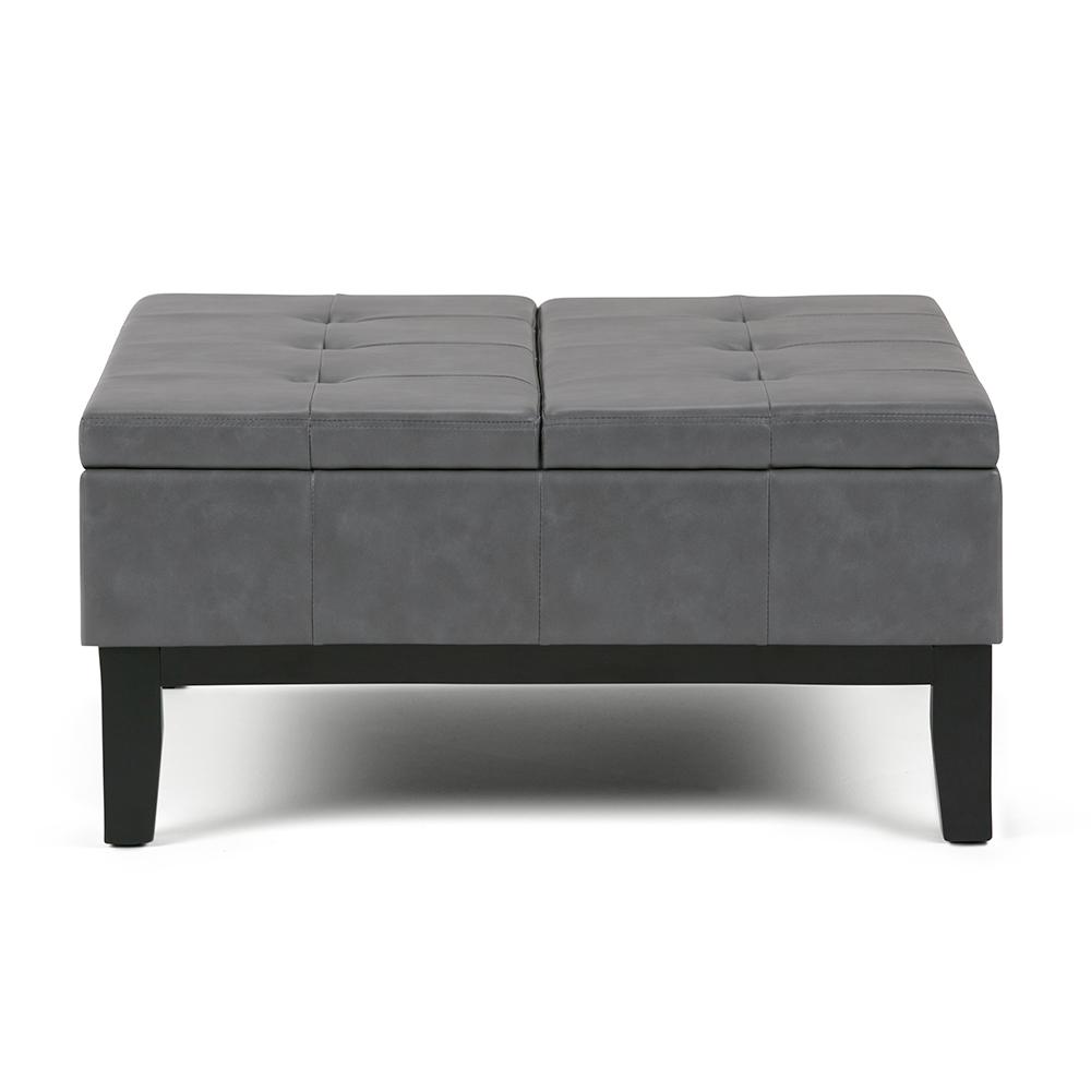 Brooklyn Max Sea Mills 36 Inch Wide Contemporary Square Storage Ottoman In Stone Grey Faux Leather Bmot 235 G The Home Depot