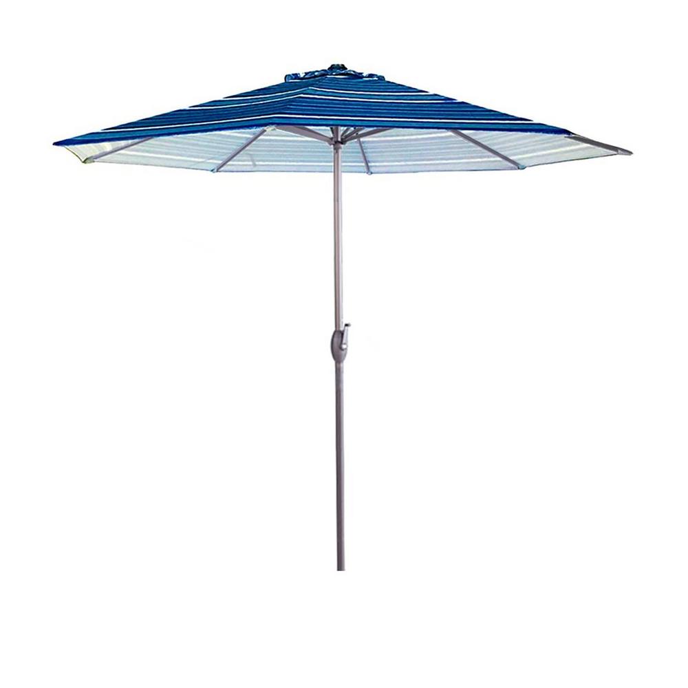 Abba Patio 11 Ft Market Patio Umbrella With Push Tilt And Crank In Blue Stripe Ap11388ctbs The Home Depot