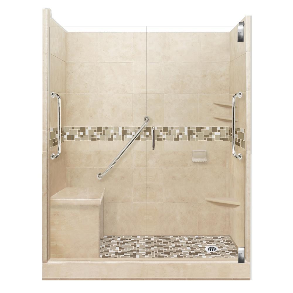 American Bath Factory Tuscany Freedom Grand Hinged 32 In X 60 In X 80   Brown Sugar And Tuscany Satin Nickel American Bath Factory Shower Stalls Kits Afgh 6032bt Rd Sn 64 1000 