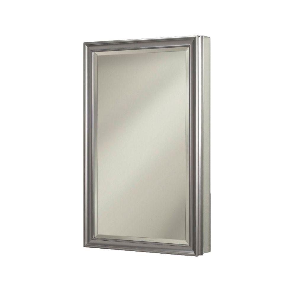 Jensen Studio V 15 In X 35 In X 5 In Stainless Recessed Or Surface Mount Bathroom Medicine Cabinet In Satin Nickel S568n344sssnpx The Home Depot