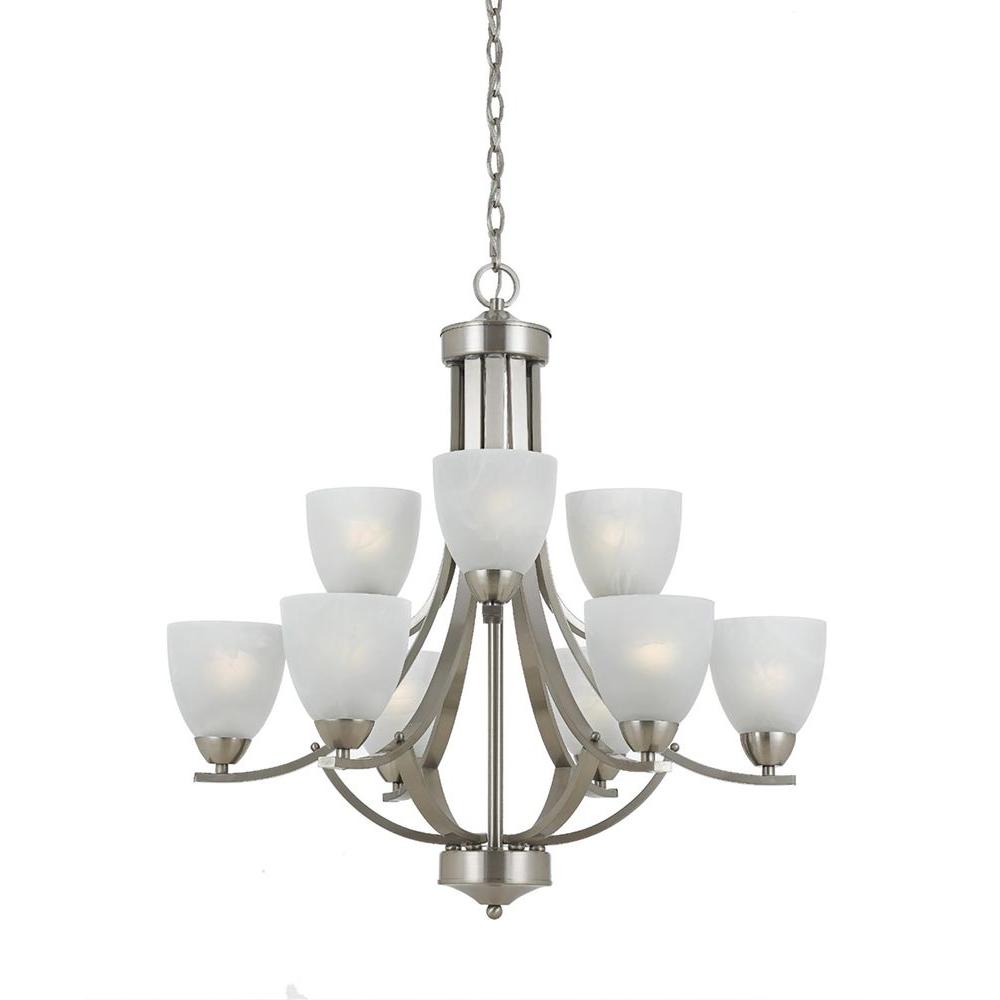 Filament Design Lampu 9 Light Satin Nickel Chandelier 8001 