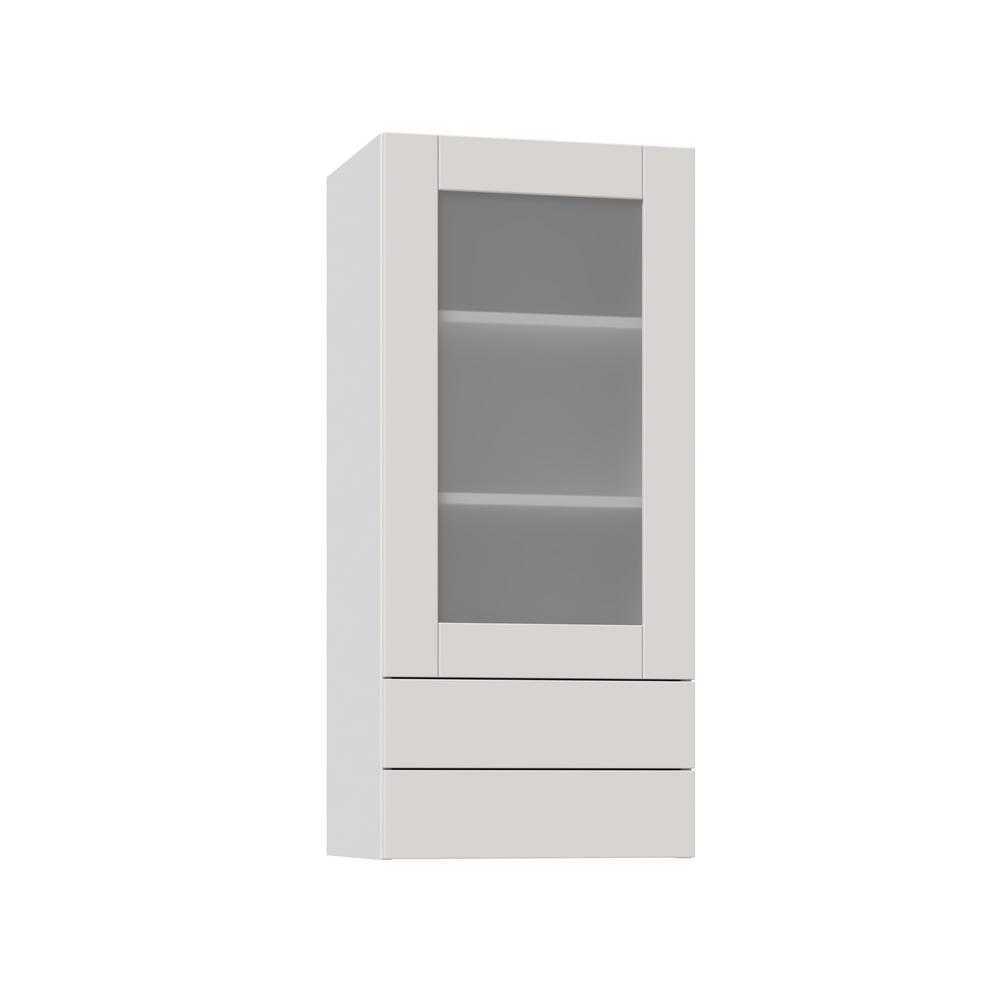 J Collection Shaker Assembled 18x40x14 In Wall Cabinet With Frosted Glass Door And Two 5 In Drawers In Vanilla White Wg1840b L R Ws The Home Depot