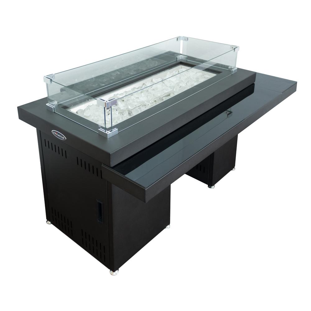 Hiland 37 In L X 23 W 30 H 2 Tiered Metal And Glass Hiland 37 In L X 23 W 30 H 2