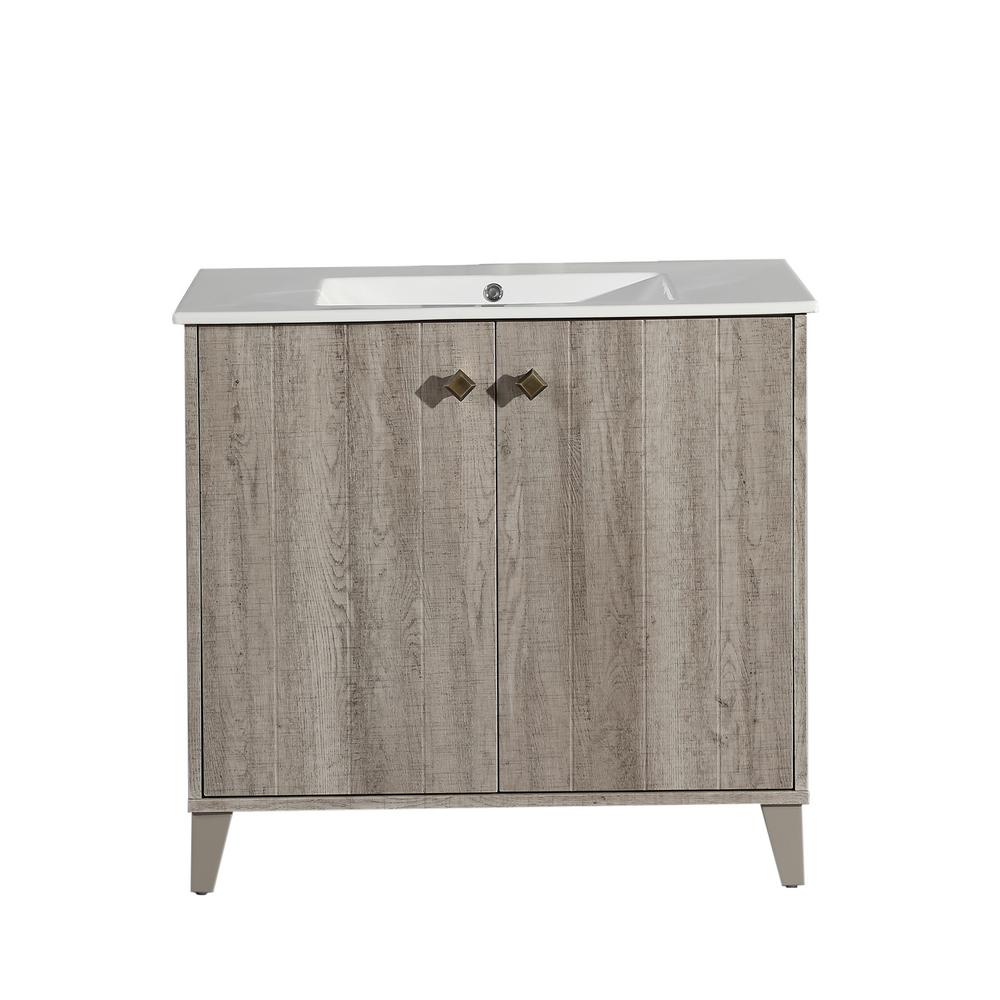Swiss Madison Eclair 36 In Single Two Doors Bathroom Vanity With White Countertop Basin
