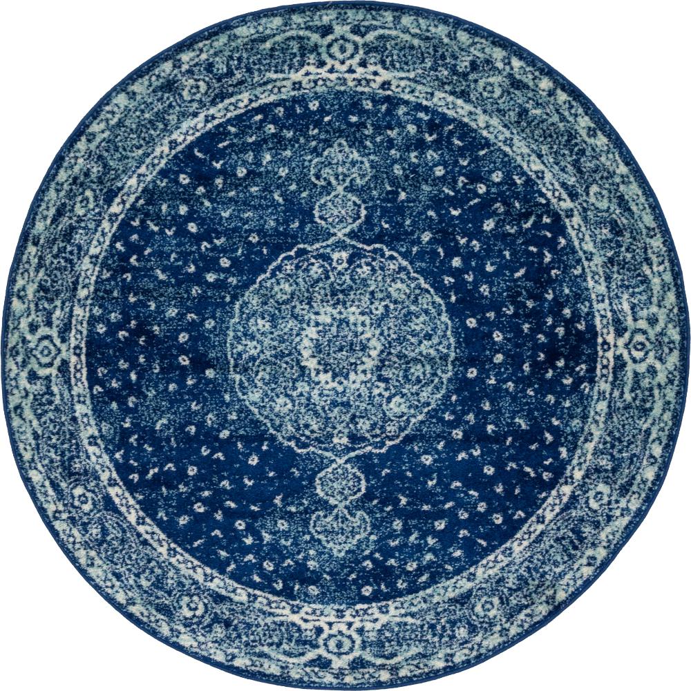 Unique Loom Navy Blue 5 ft. Round Bromley Area Rug3144177 The Home Depot
