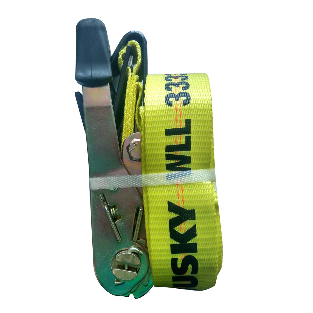 Husky 2 in. x 27 ft. Heavy Duty Ratchet TieDown with Flat Hooks Cargo