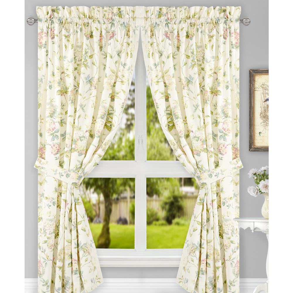 Abigail Multi Polyester/Cotton Tailored Pair Curtains with Ties 90 in