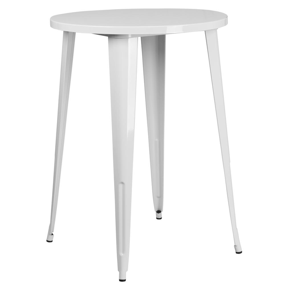 Flash Furniture White Round Metal Outdoor Bistro Table Ch5109040wh Flash Furniture White Round Metal Outdoor Bistro Table