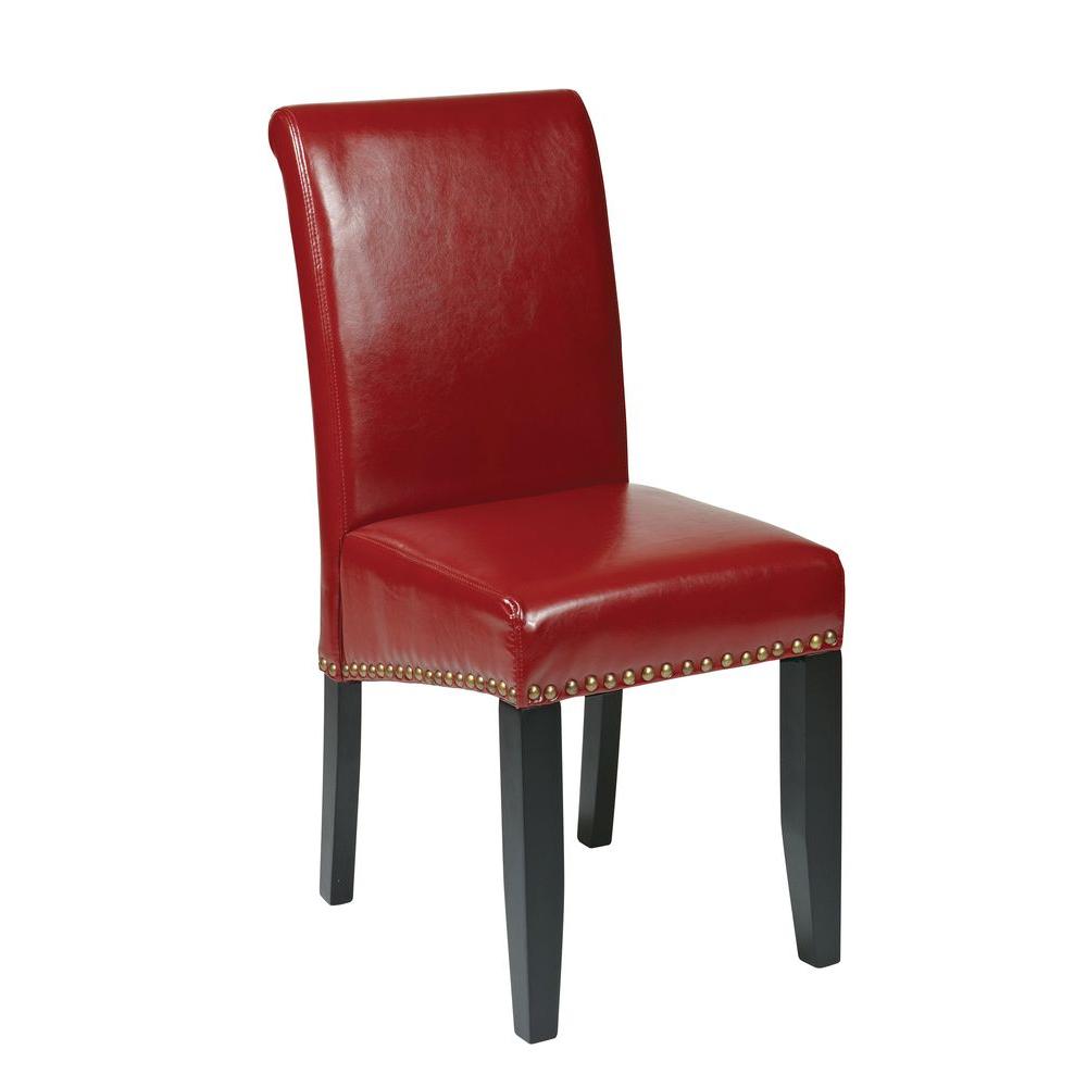 OSPdesigns Crimson Red Eco Leather Parsons Dining Chair-MET87RD - The