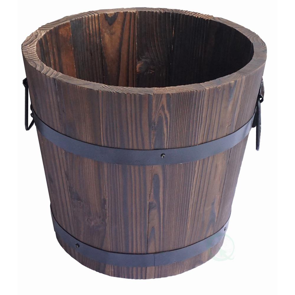 Rustic Barrel Designed Planters Set Of 4 Look Like Barrels Indoor Outdoor   Medium Gardenised Plant Pots Qi003236 M 64 1000 