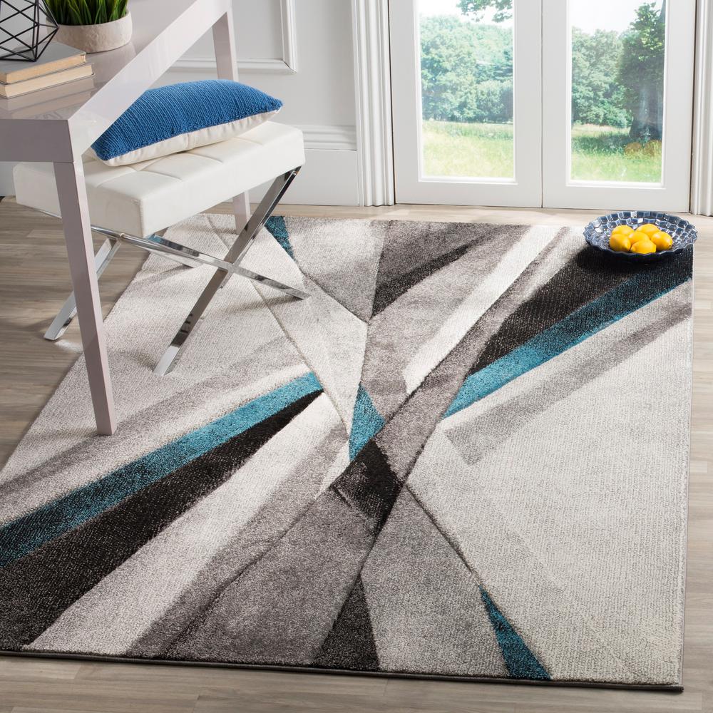 ~HOLLYWOOD ~ 3 X 8 RUNNER Modern Geometric Floral RUG Area Rugs Black Grey