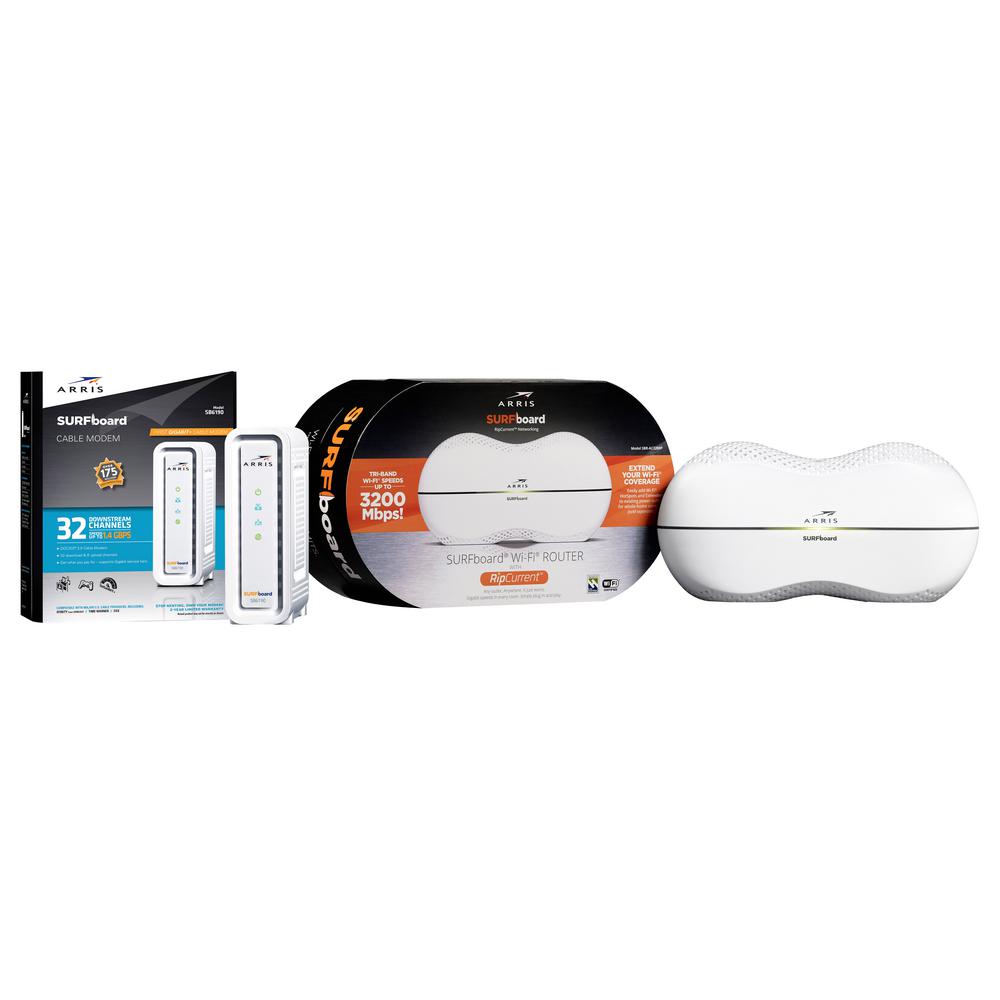 ARRIS SURFboard SB6190 Cable Modem and SBRAC3200P WiFi Router with RipCurrent G.hn Technology