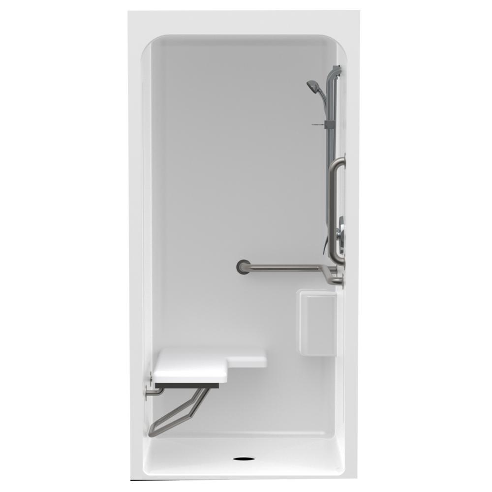 Aquatic Accessible Acrylic 36 In X 80 4 1 Piece Ansi Accessible Acrylic 36 In X 80 4 1 Piece Ansi Shower Stall With Left Seat And Grab Bar White