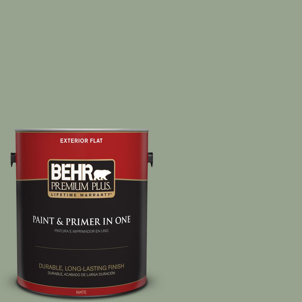 BEHR Premium Plus 1-gal. #N390-4 Bitter Sage Flat Exterior Paint ...