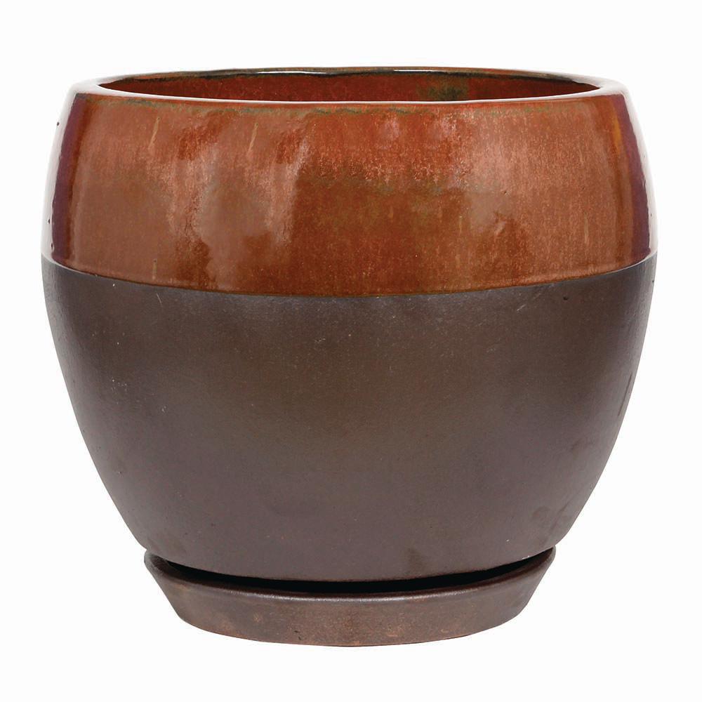 Southern Patio Kendall 11 81 In X 7 09 In Copper Ceramic Egg Planter Crm 031130 The Home Depot