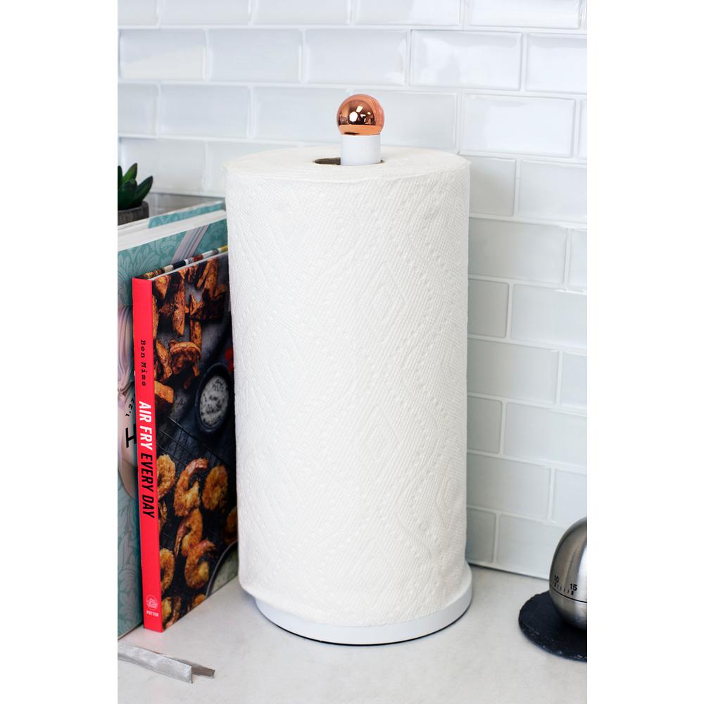 Grove Free Standing White Paper Towel Holder with Weighted Base and