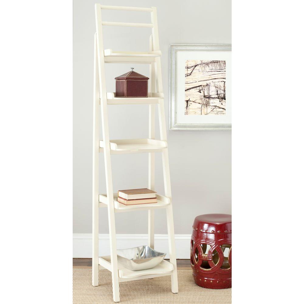 Safavieh Asher Distressed Ivory Ladder Bookcase AMH6537A The Home Depot