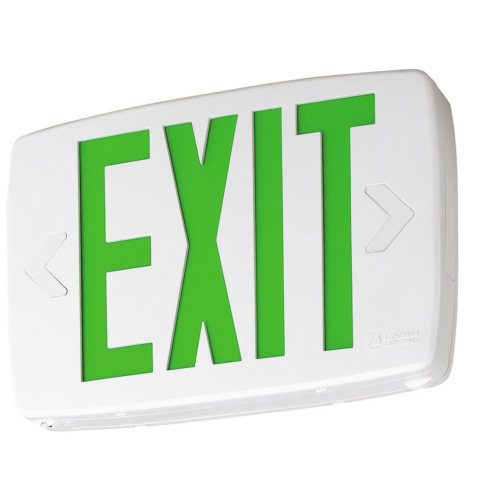 LED Plastic Exit Sign AC Only 120V/277V Black Green Letters 1 or 2 Sided