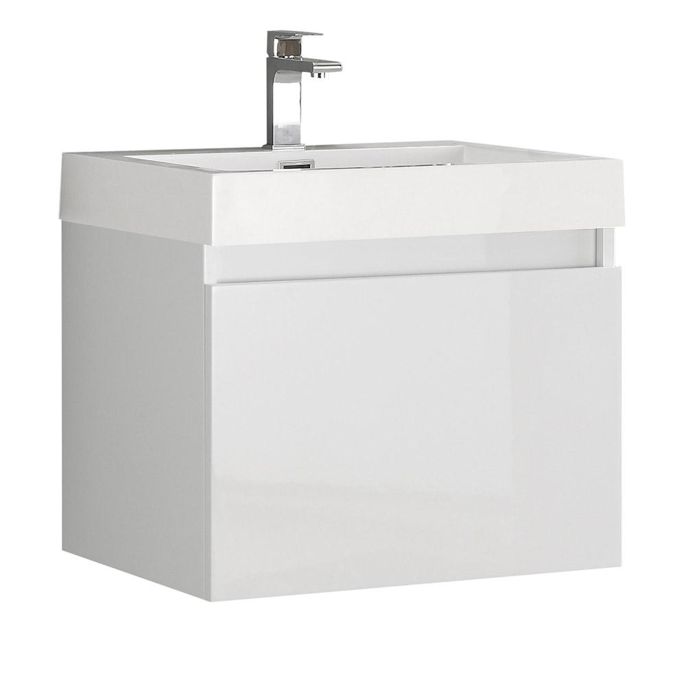 Fresca Nano 24 in. Bath Vanity in White with Acrylic Vanity Top in