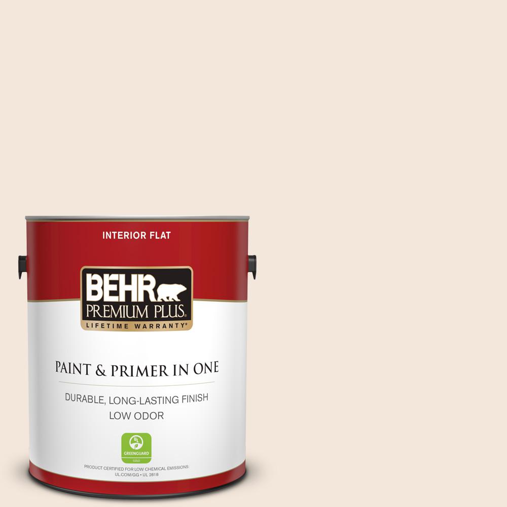 Behr Premium Plus 1 Gal Ecc 55 2 Adobe White Flat Low Odor Ecc 55 2 Adobe White Flat Low Odor Interior Paint And Primer In One