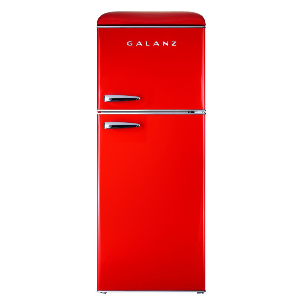 Galanz 4.6 cu. ft. Retro Mini Fridge with Dual Door True Freezer in Red