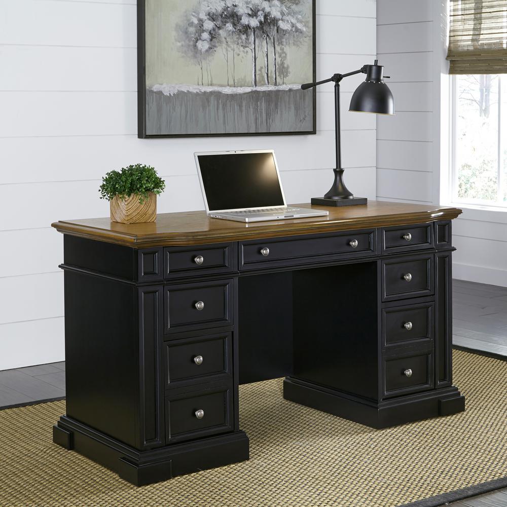 Homestyles Americana Black Desk With Storage 5003 18 The Home Depot
