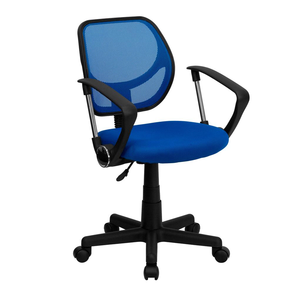 Clic Blue Office Chairs Home Furniture The Depot Blue Mesh Swivel Task Chair With Arms