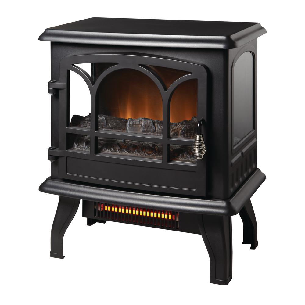 Stylewell Kingham 400 Sq Ft Panoramic Infrared Electric Stove In Black With Electronic Thermostat Est 417 10 The Home Depot - Portable Fireplace Heater Home Depot