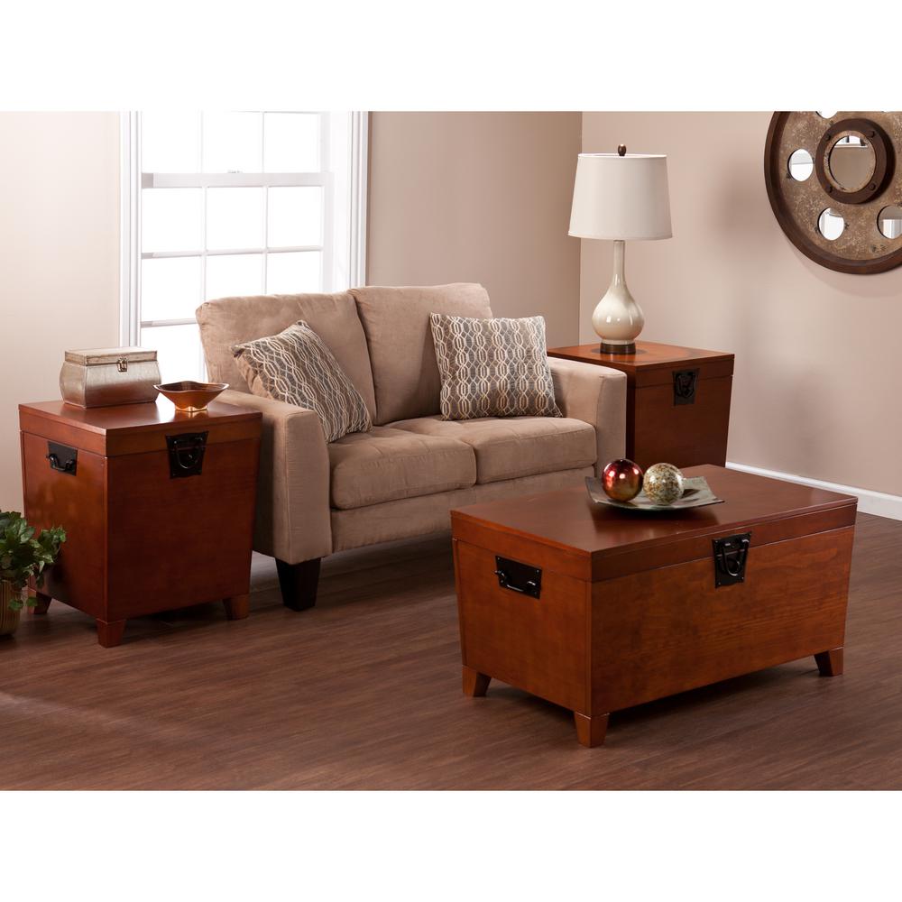 Southern Enterprises Pyramid 3 Piece Mission Oak Square Wood Coffee Table Set With Lift Top Hd961590 The Home Depot