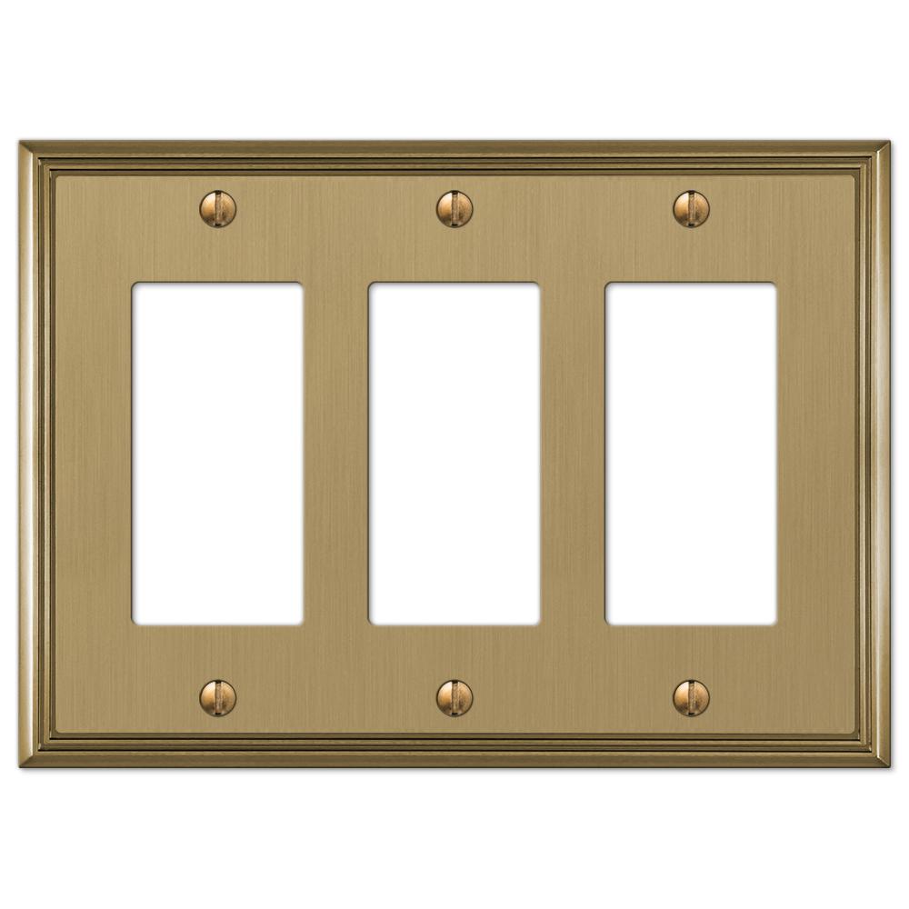 Amerelle Rhodes Cast 3 Decora Wall Plate Brushed Bronze77RRRBZ The