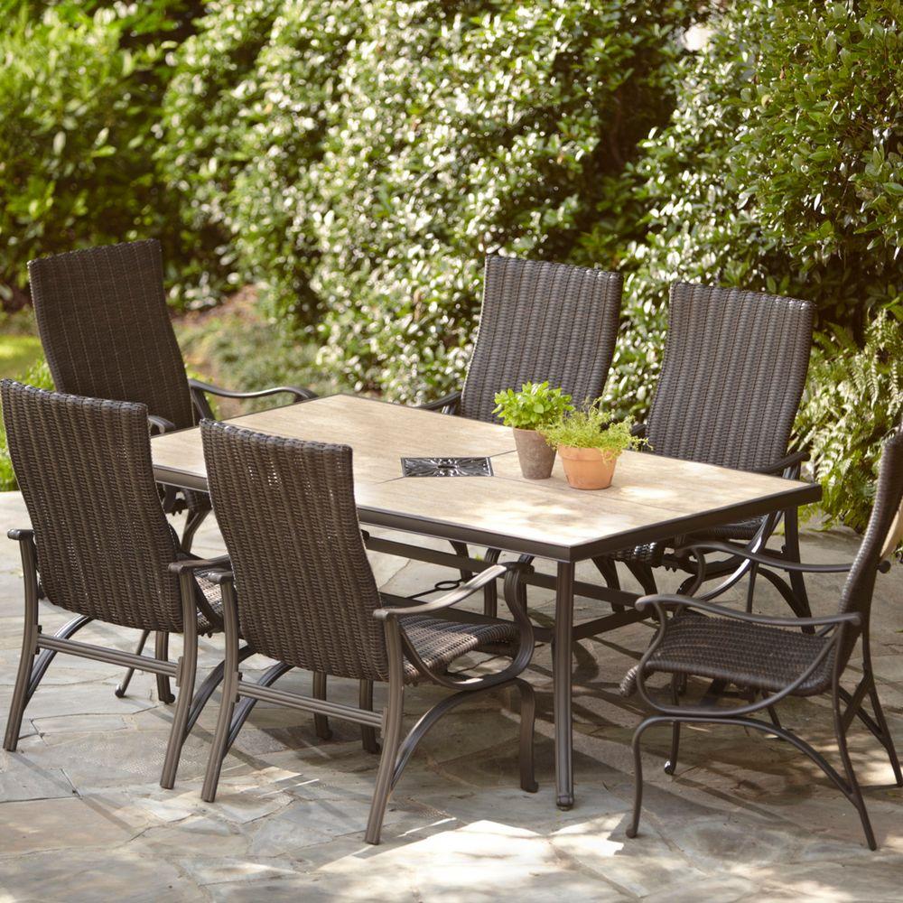 6 7 Person Patio Dining Furniture Patio Furniture The Home Depot