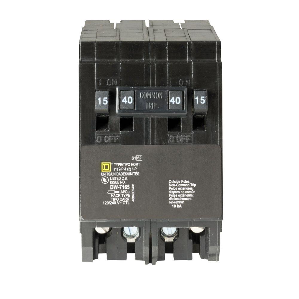 Square D Homeline 2 15 Amp Single Pole 1 50 Amp 2 Pole Quad Tandem Circuit Breaker Homt1515250cp The Home Depot