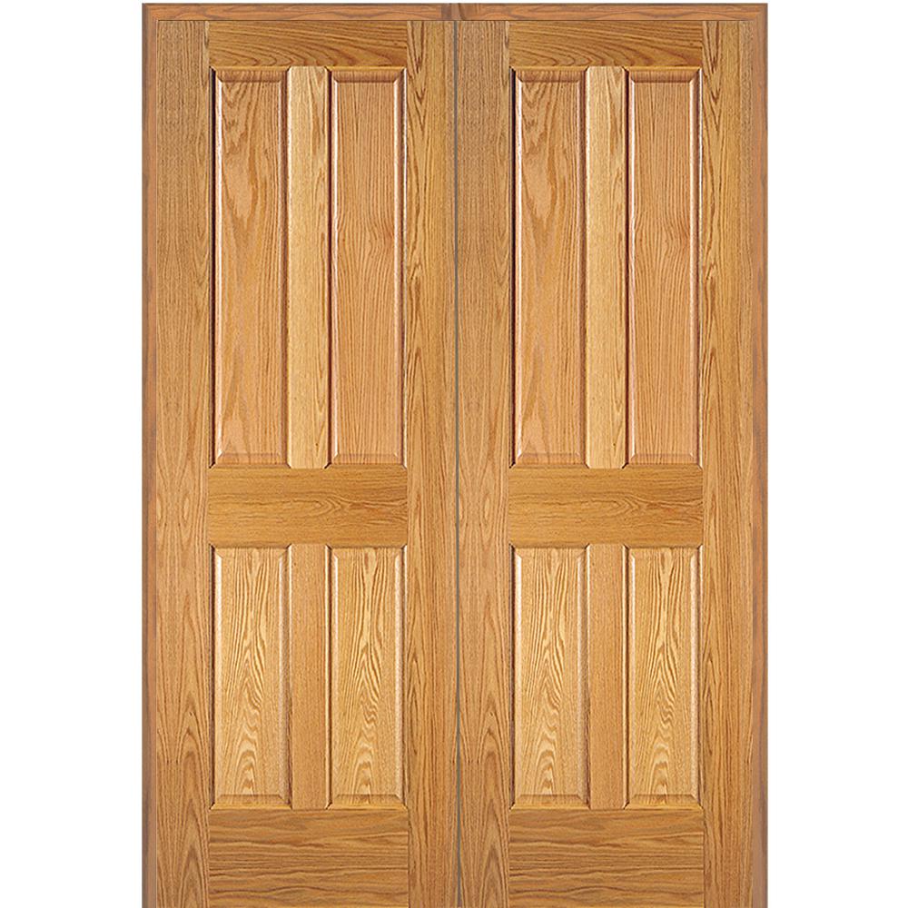 MMI Door 61.5 in. x 81.75 in. Unfinished Red Oak 4-Panel Double