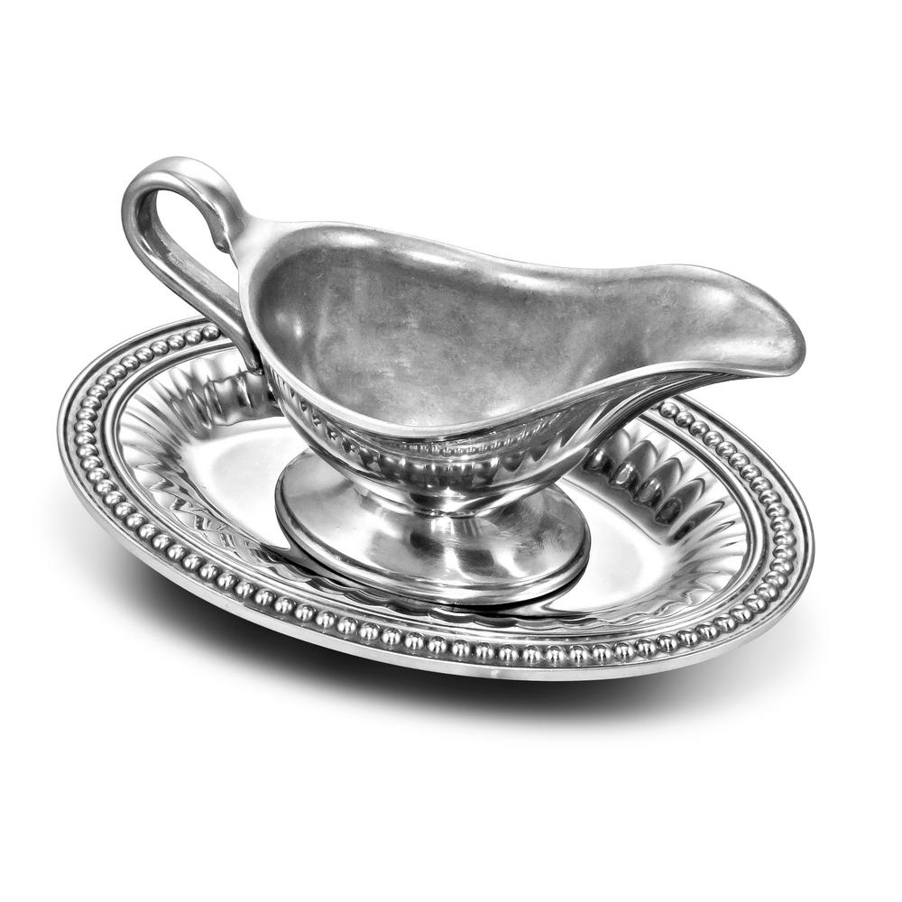 Flutes and Pearls Gravy Boat with Oval Tray