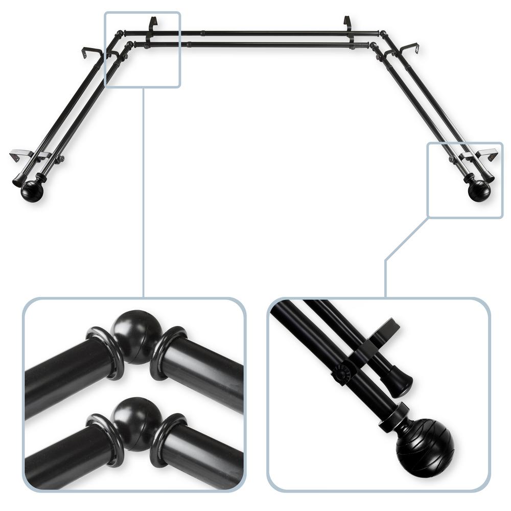 Rod Desyne Arman 13 16 In Bay Window Double Curtain Rod 20 In 36
